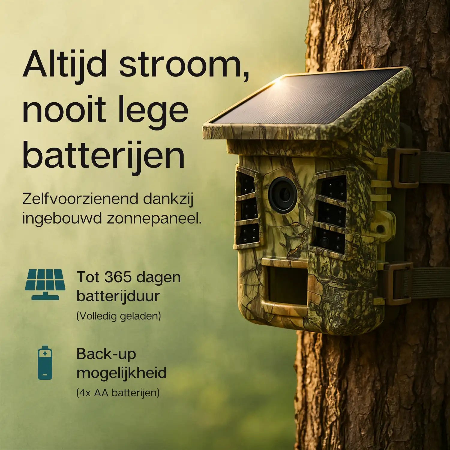 Zonnepaneel functie van wildcamera met zonnepaneel