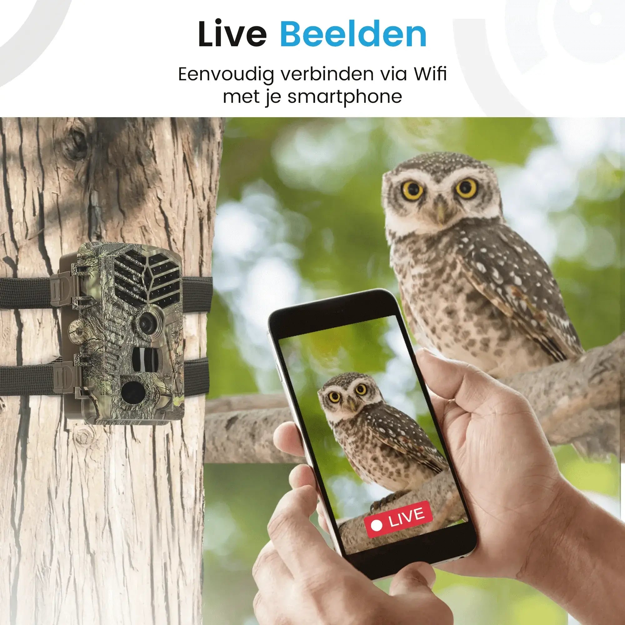 Live kijken via telefoon app van wildcamera met wifi pro